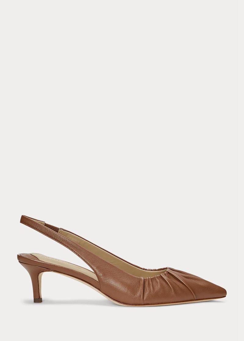 Pumps Lauren Damska Brązowe Lolah Nappa Skórzane Slingback 841965-OYA